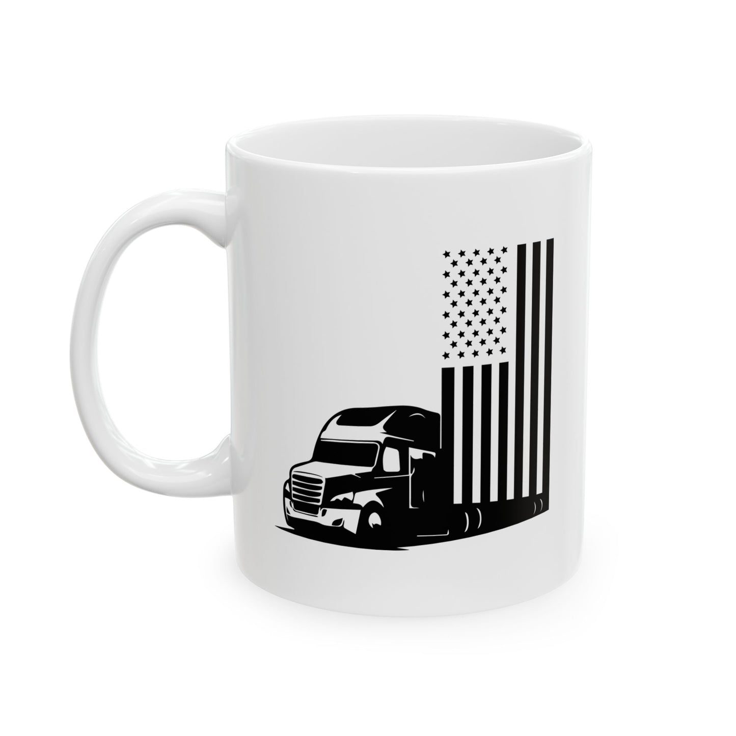 DISTRESS TRUCK AMERICAN FLAG MEMORIAL WHITE MUG