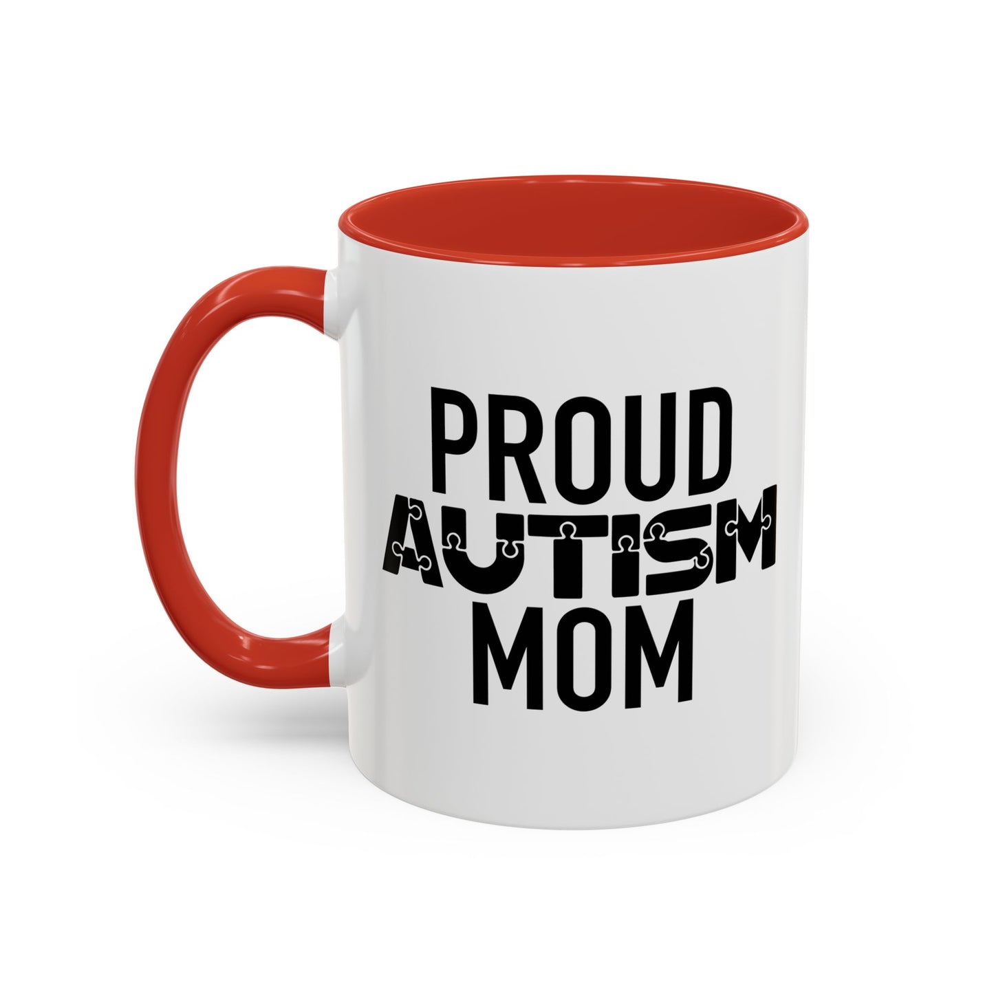 PROUD AUTISM MOM Accent BiColor Mug