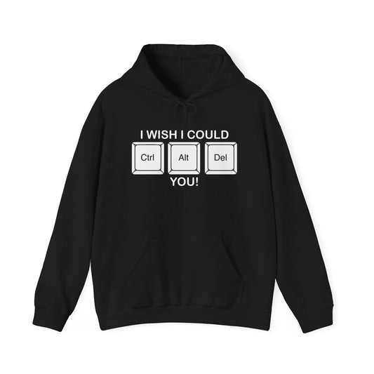 I WISH I COULD Ctrl Alt Del YOU - Premium Unisex Funny Sarcastic Black Hoodie Sweatshirt