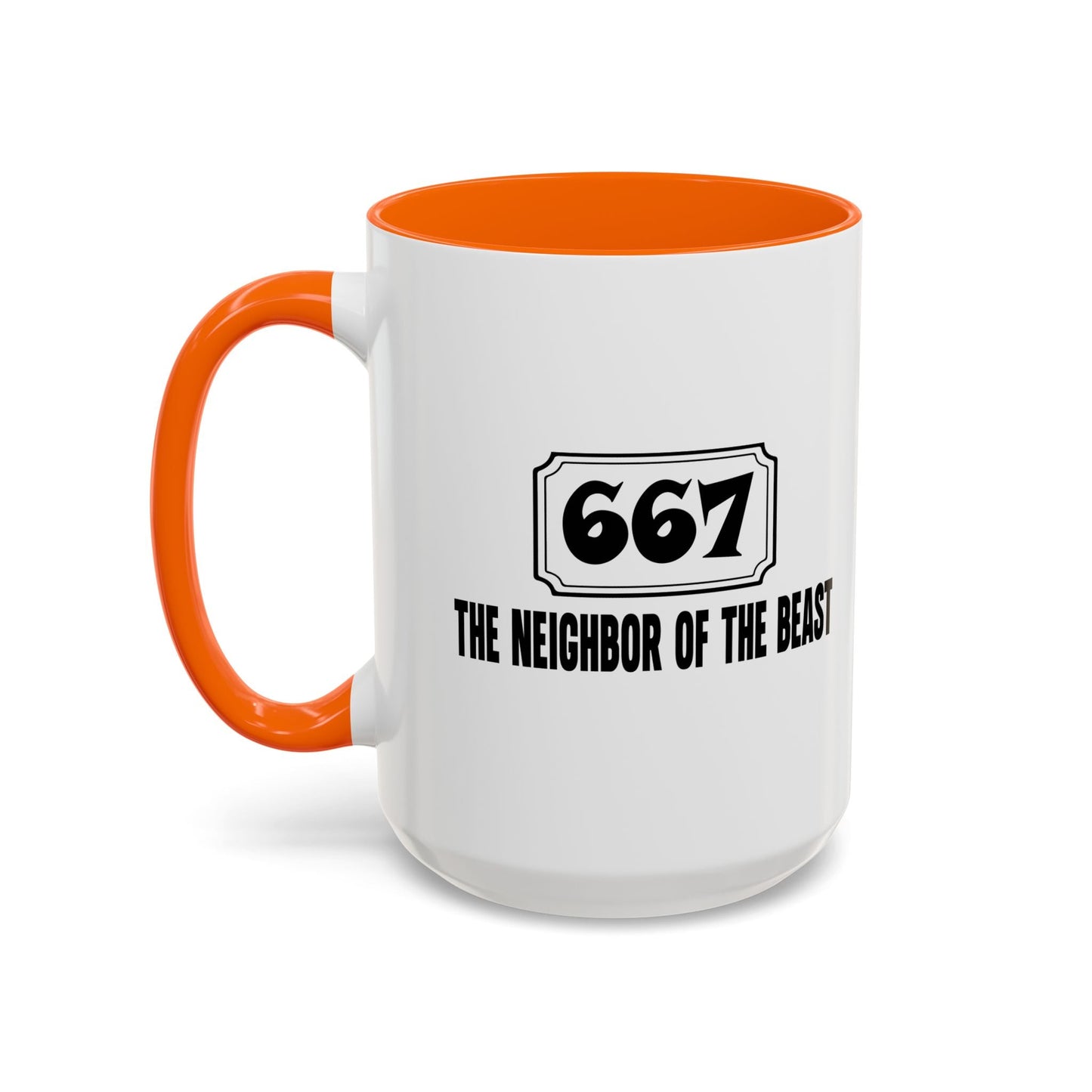 THE NEIGHBOR OF THE BEAST Accent BiColor Funny Sarcastic Mug