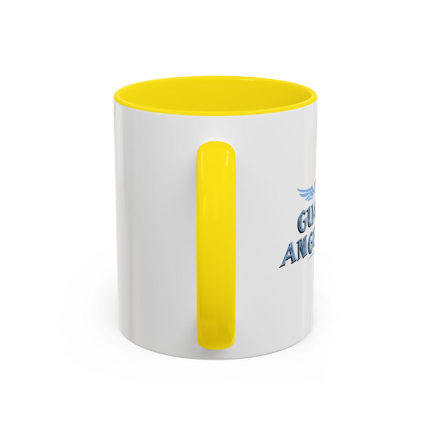 I THINK MY GUARDIAN ANGEL DRINKS Accent BiColor Funny Sarcastic Mug