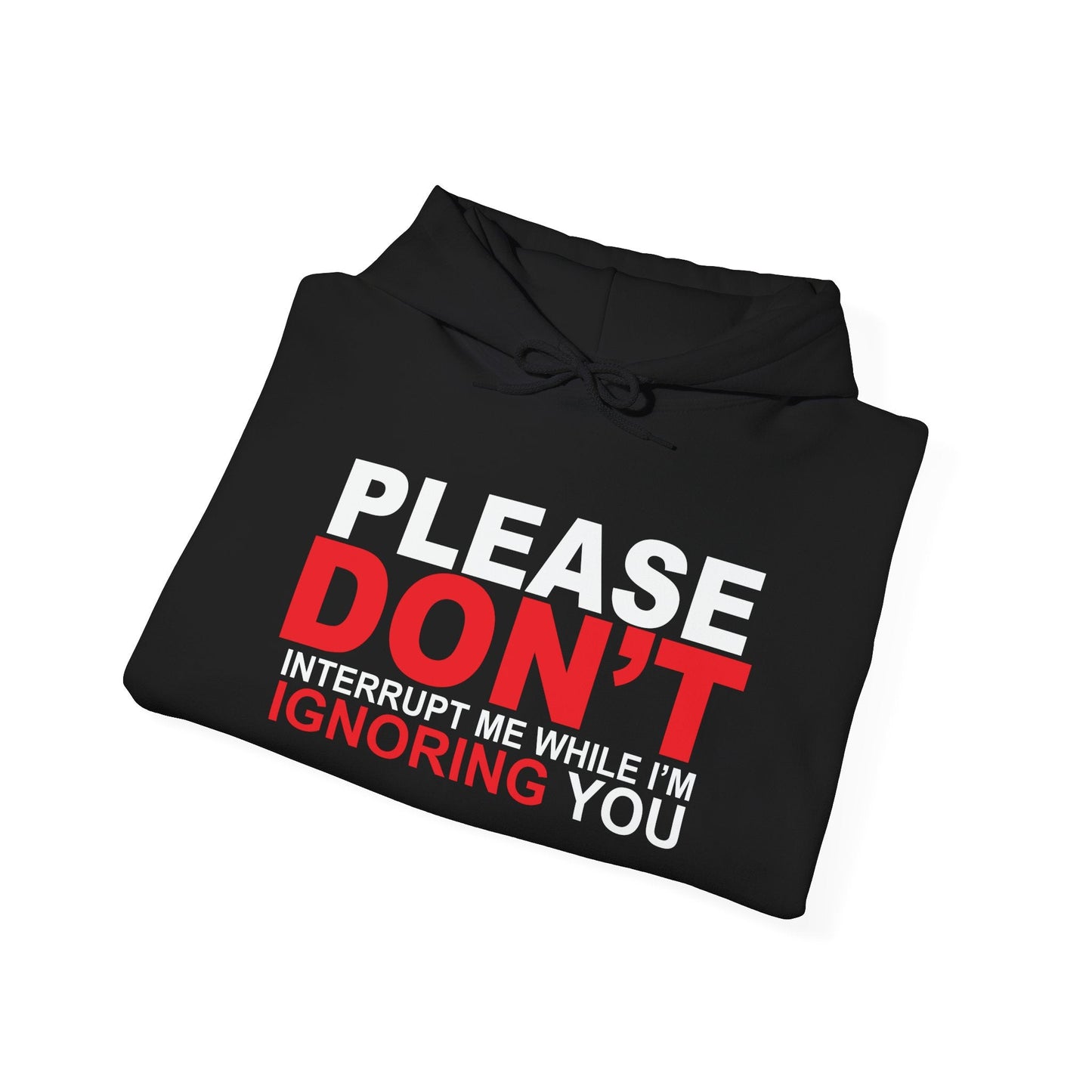 PLEASE DON'T INTERRUPT ME - Premium Unisex Funny Sarcastic Black Hoodie Sweatshirt