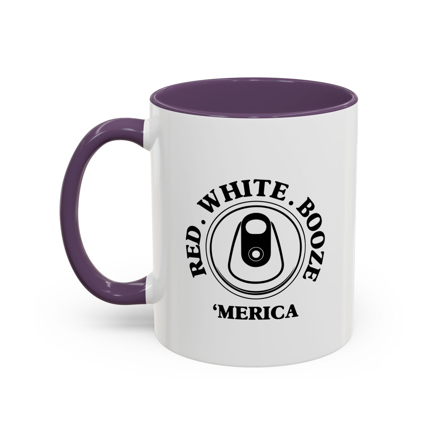 RED WHITE BOOZE MERICA Accent BiColor Funny Sarcastic Mug