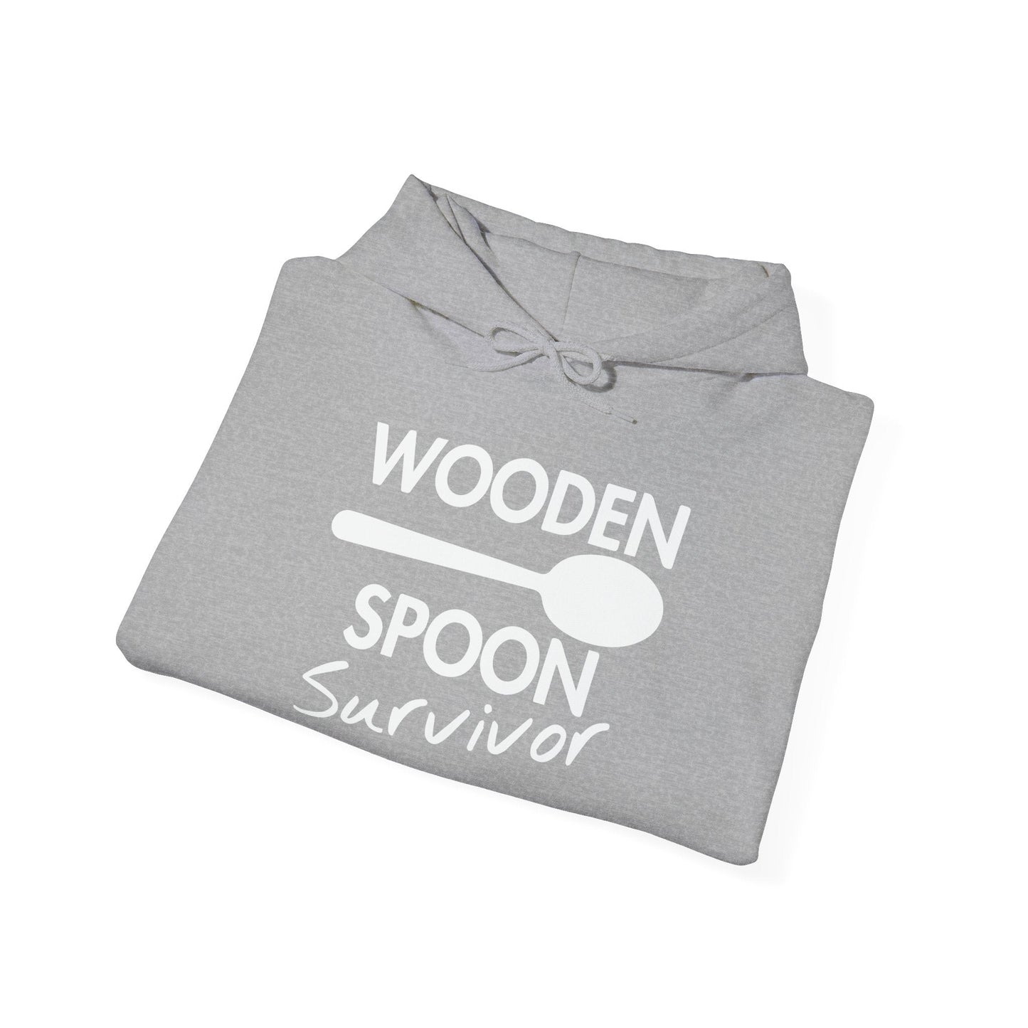 WOODEN SPOON SURVIVOR - Premium Unisex Funny Sarcastic Black Hoodie Sweatshirt