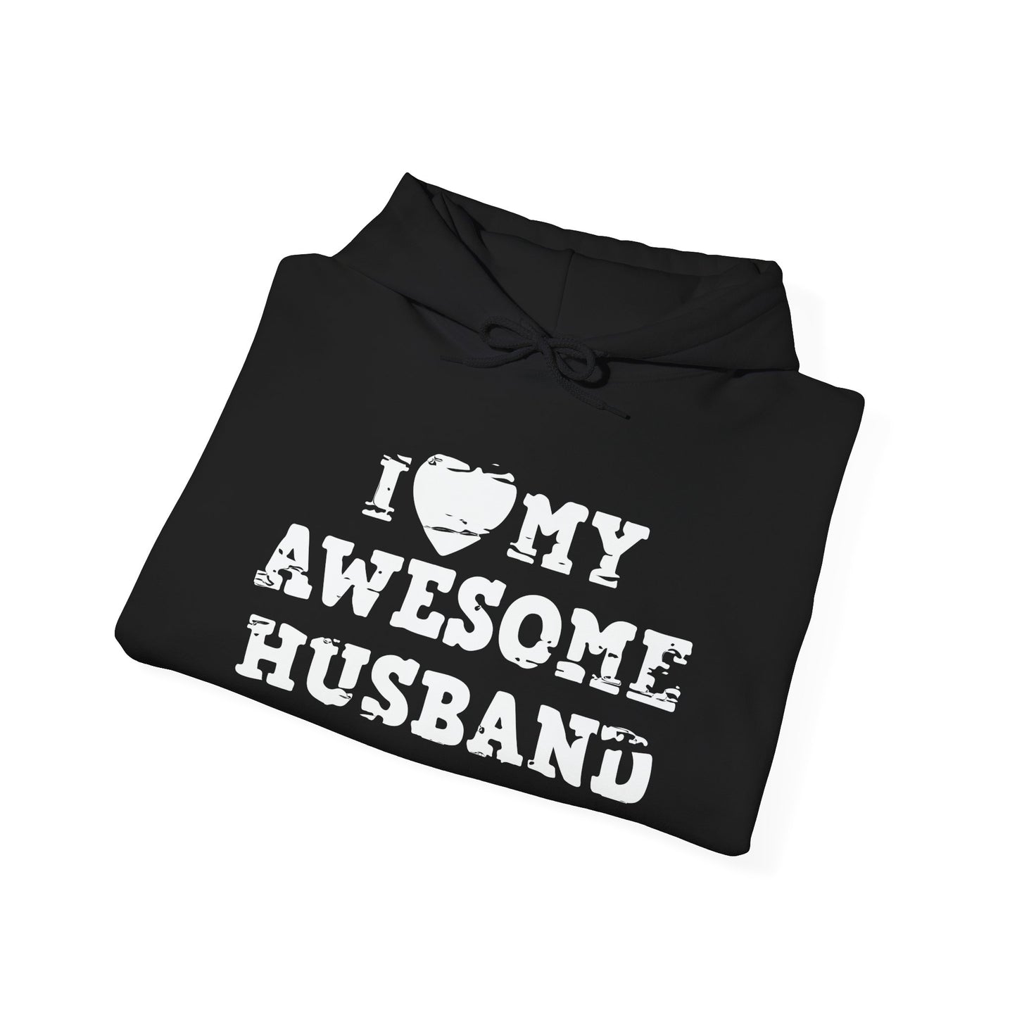 I HEART MY AWESOME HUSBAND - Premium Unisex Funny Sarcastic Black Hoodie Sweatshirt