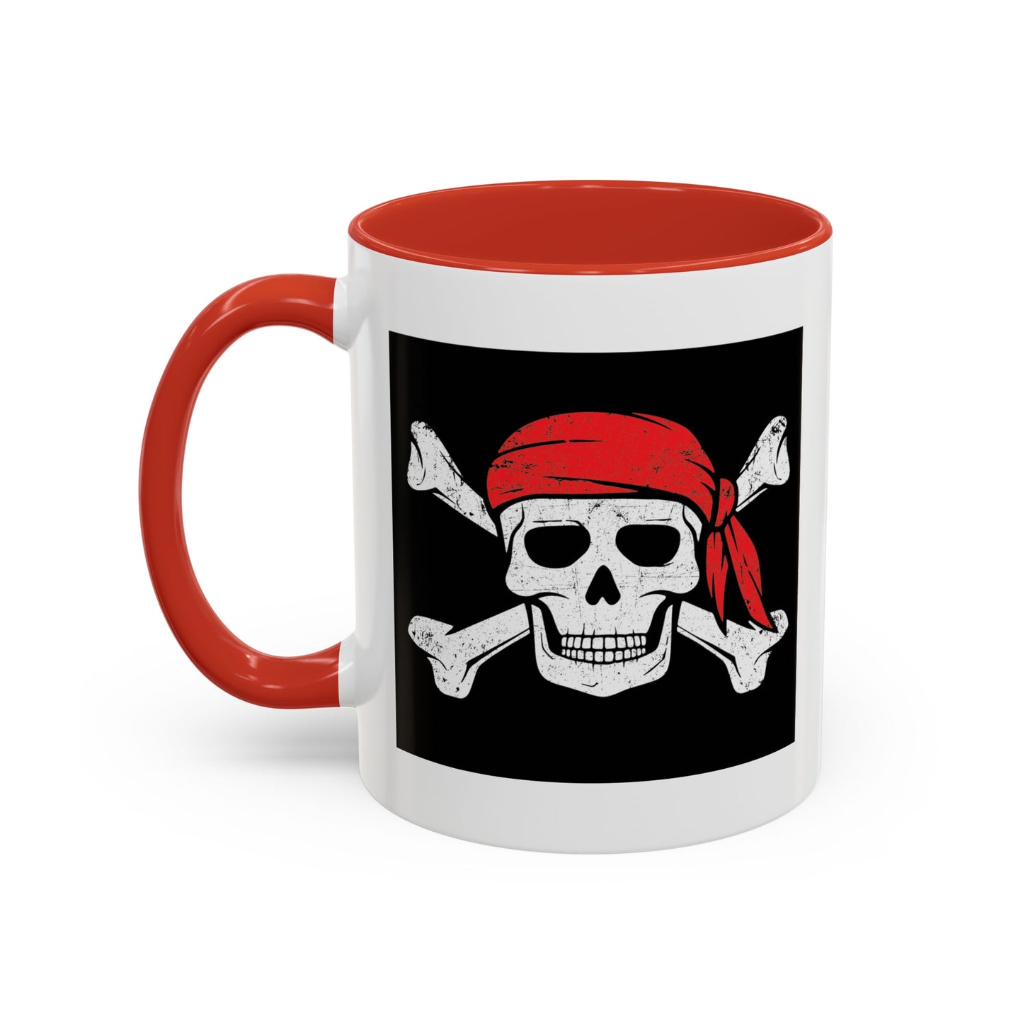 RED BANDANA SKULL Accent BiColor Funny Sarcastic Mug