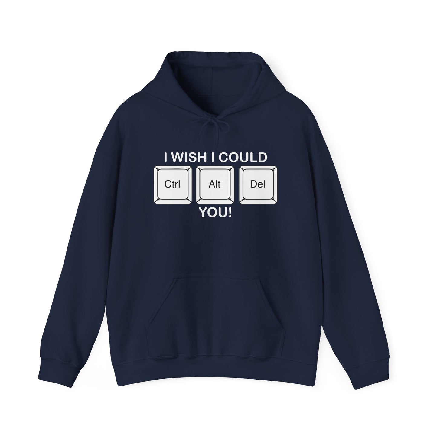 I WISH I COULD Ctrl Alt Del YOU - Premium Unisex Funny Sarcastic Black Hoodie Sweatshirt